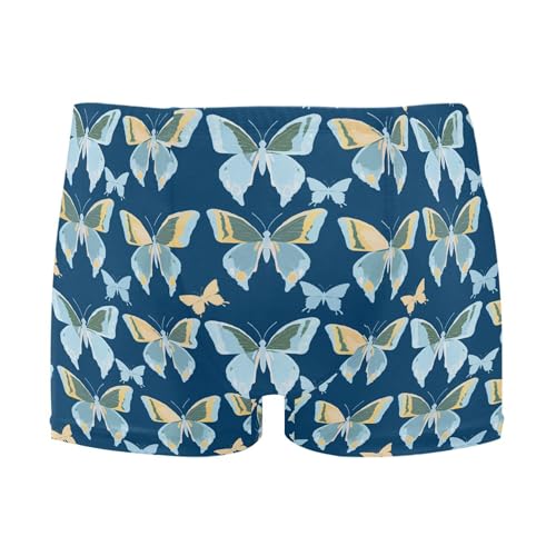 Butterfly Flowers Mens Swim Trunk Swimwear Bathing Suit Swim Brief Square Leg Board Short S B0403968