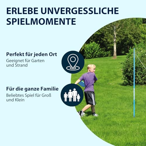 HUDORA Twistball-Set mit 2 Schlägern und 1 pulverbeschichteter Stange – Tennis-Trainingsset von 124 – 137 cm – hochwertiges Swingball-Set mit Ständer – Spiel für Kinder ab 4 Jahren