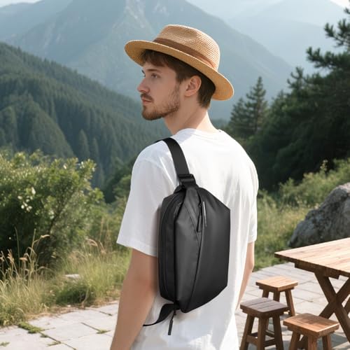 flintronic Sling Bag, lekka torba na ramię z regulowanym paskiem na ramię, wodoodporna torba na ramię, uniwersalny plecak na podróż, do pracy, jazdy na rowerze, uprawiania sportu (czarna)
