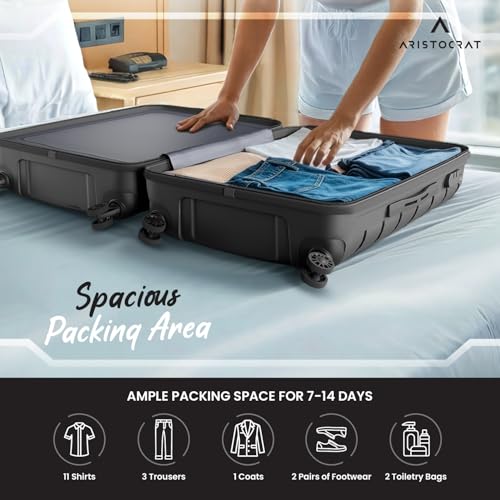 Image of Aristocrat Liberty 8-Wheel Medium Size Hard Case Trolley Bag, Jet Black
