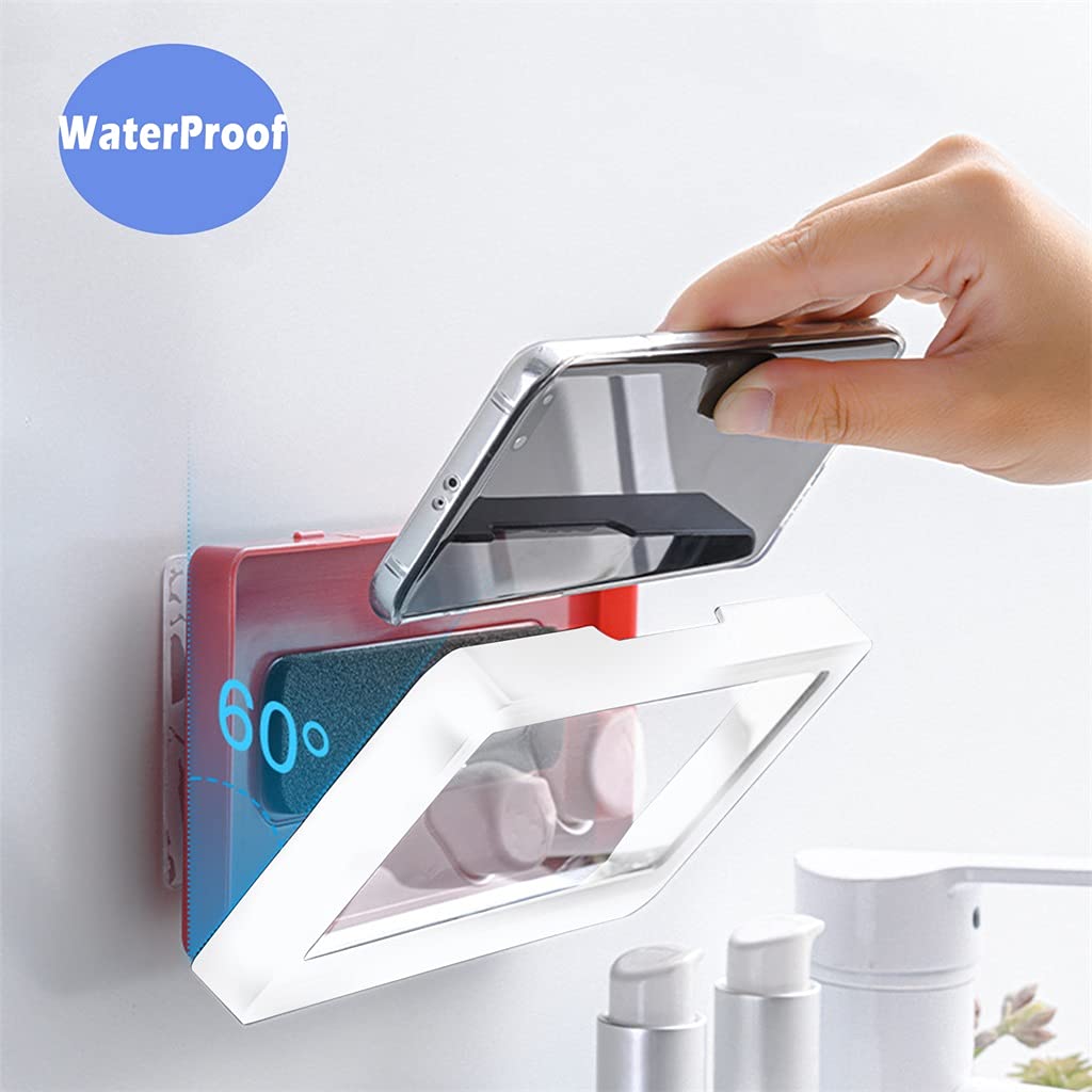 Soporte de pared para teléfono móvil de baño, soporte de pared de 6 pulgadas, funda de almacenamiento impermeable para ducha