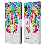 Sistema de cierre magnético Head Case Designs Cosquillas Plumas Geométricas Carcasa de Cuero Tipo Libro Compatible con LG K22