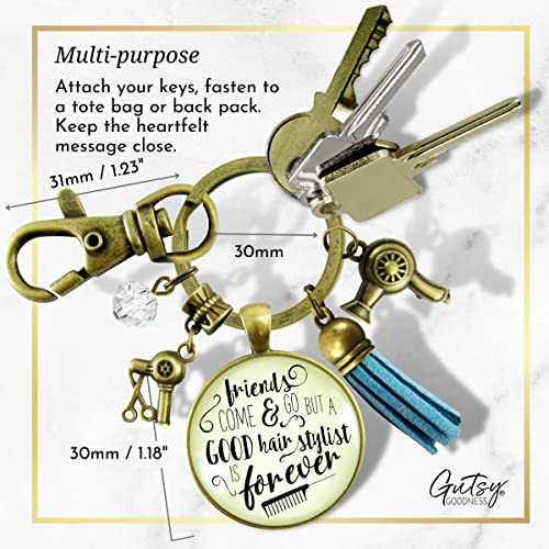 Gutsy Goodness PRKEYW005732 Hair Stylist Keychain Friends Come Go Hair Stylist Forever Beautician Glam Quote Jewelry Tassel thumb #3