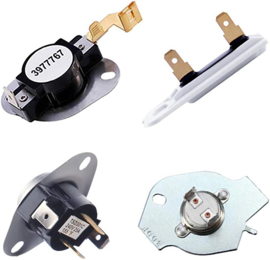 MONKEMON 3387134 Dryer Thermostat 3977393 & 3392519 Thermal Fuse 3977767 Thermostat Compatible Whirlpool Kenmore Roper maytag Estate Inglis Crosley Amana kitchenaid, Figure 6 is Compatible Model