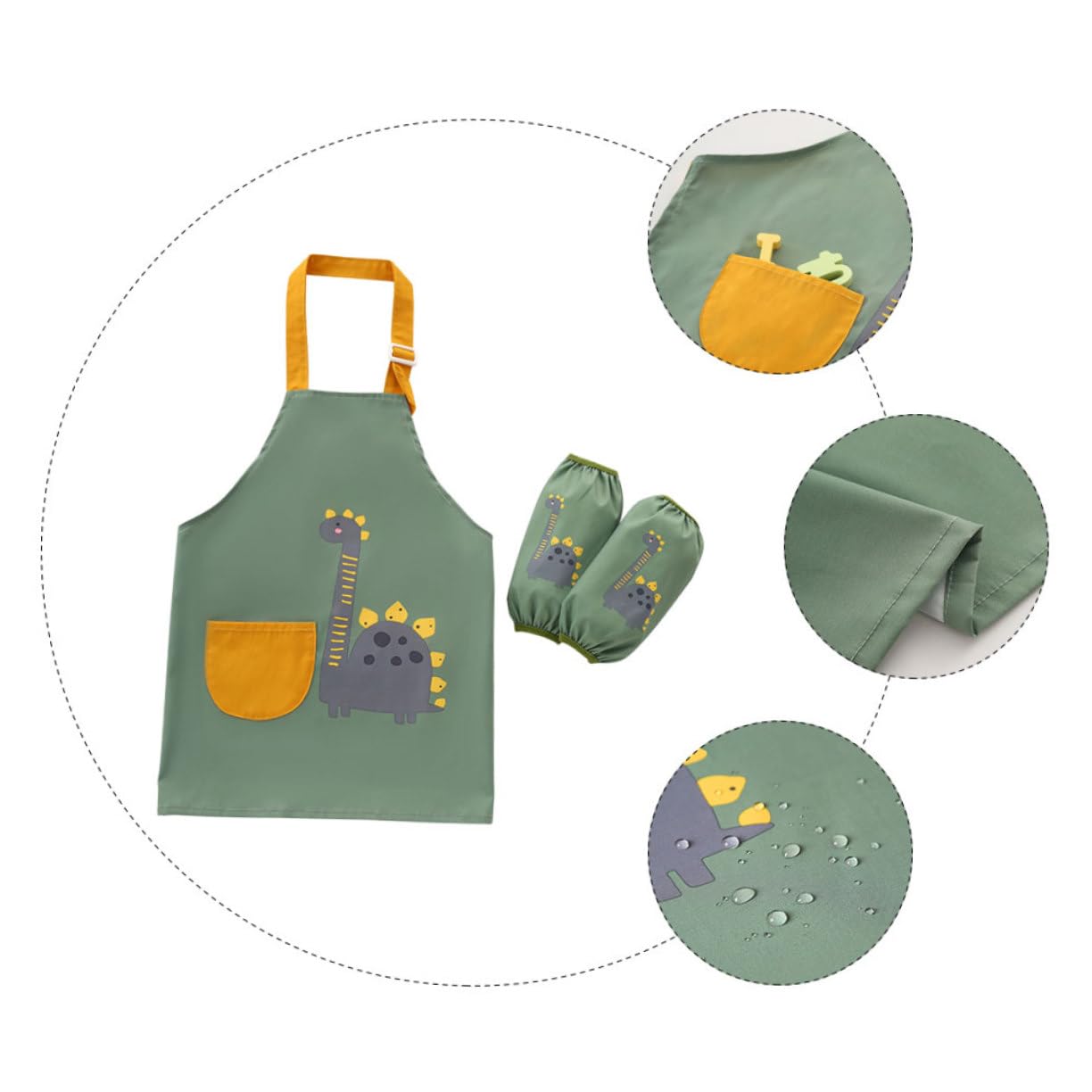 Abaodam 3ensembles Tablier Garçon Fille Étanche Créatif Pour Peinture Tablier Anti- Pour Activités Pour Garçon Fille Dino