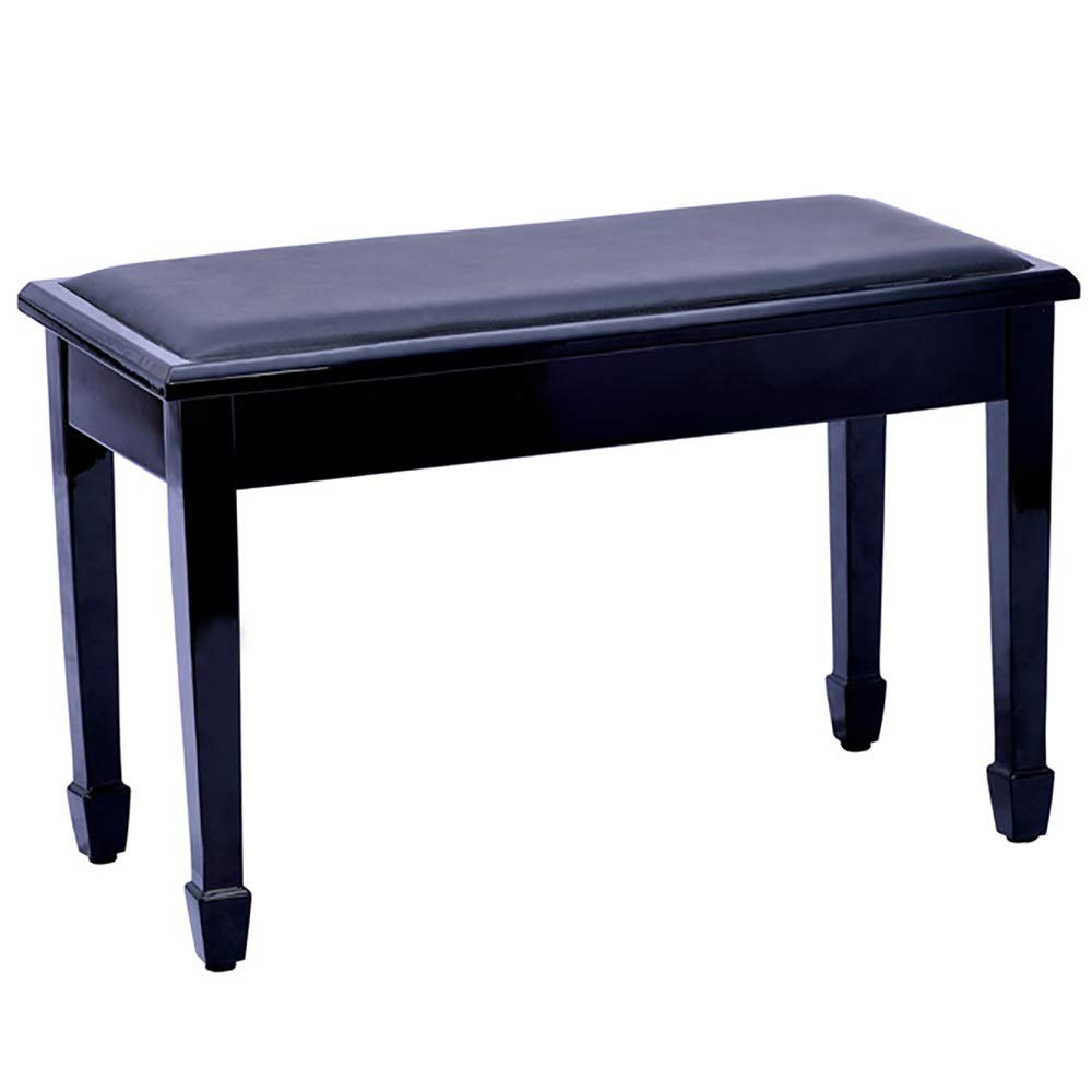 SDdPulse Taburete de piano para teclado, taburete doble de madera maciza con estantería y taburete de piano con 3 tipos de patas, órgano de tambor de guitarra, negro 1-75 x 34 x 49 cm