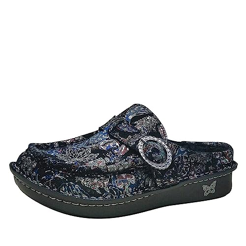 Image of Alegria Women's Brigid Leather Moc Toe Open Back Clog with Heel Cup