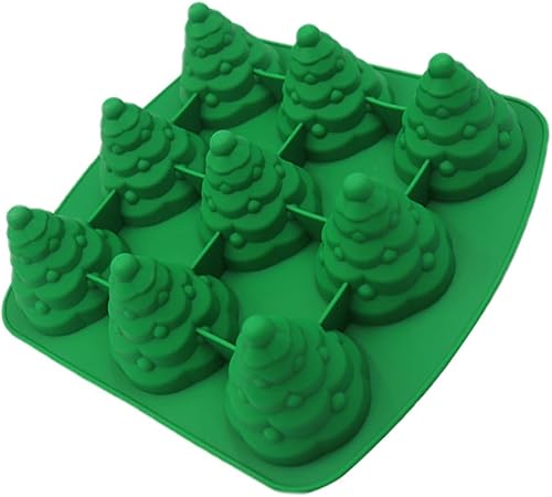 BRIGHTFUFU Molde de cubo de hielo para pastel de árbol de Navidad, moldes de chocolate para hornear árbol de Navidad, molde de postre de silicona,