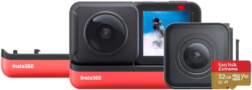 Insta360 ONE R Twin Edition Battery Kit – 4K Action Camera & 5.7K 360 Camera with Interchangeable Lenses, Stabilization, IPX8 Waterproof, Touch Screen, AI Editing