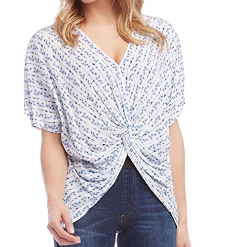 Karen Kane Floral-Print Twist-Front Top (Print, S)