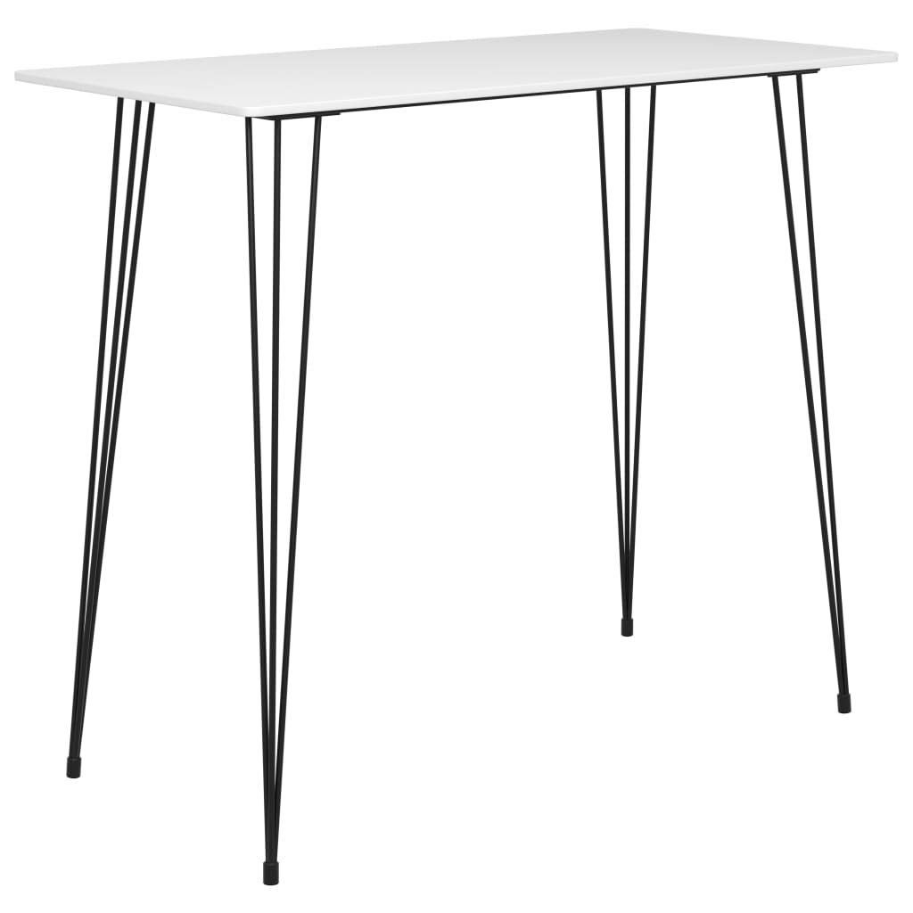 Juego de 7 piezas de bar, color blanco, diseño moderno, para bar, pub o restaurante, incluye mesa y taburete, tablero de tablero de fibra de densidad media, marco de metal recubierto de polvo