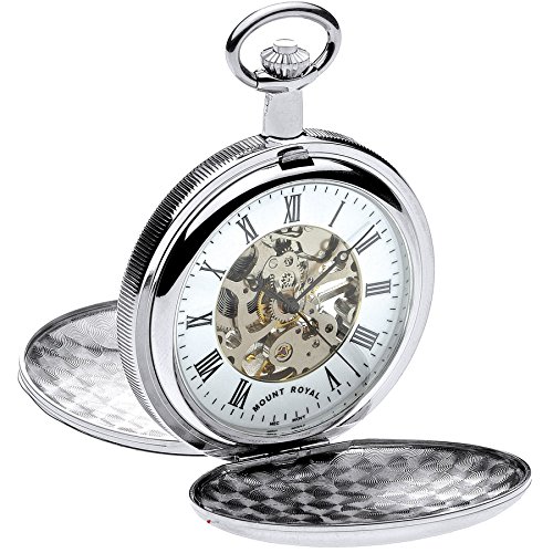Montre de poche squelette I LUV LTD mécanique 17 jewel à gousset double hunter chromé