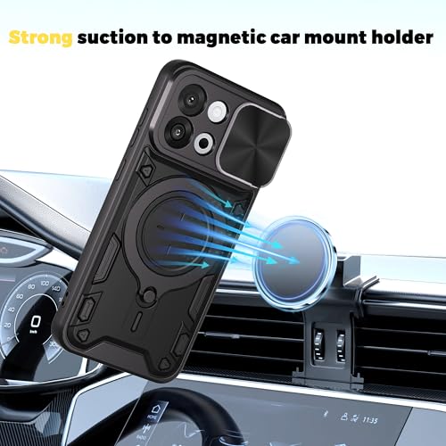 Image of Designerz hub Oneplus 13S Back Case | Hybrid Case with 360 Degree Rotating Finger Ring Holder + Slider Shutter Camera Protection Case for Oneplus 13S- Blue