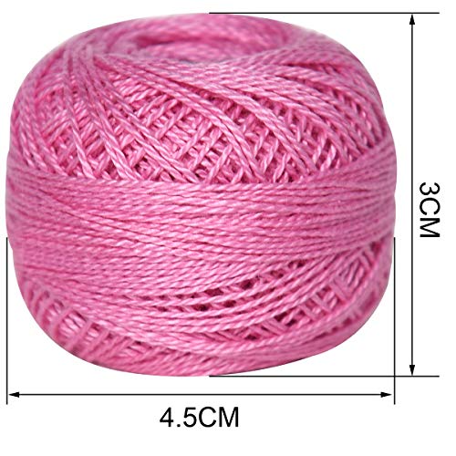 15 Colors Crochet Thread ,5g Cotton Thread Balls- Crochet Yarn for Begingers Size5,2ply-100% Contton - Thumbnail 3