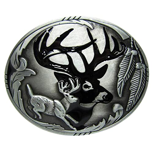 YUN Deals Vintage Western Belt Buckle Deer Hunting Antique Animal Elk Casual Business