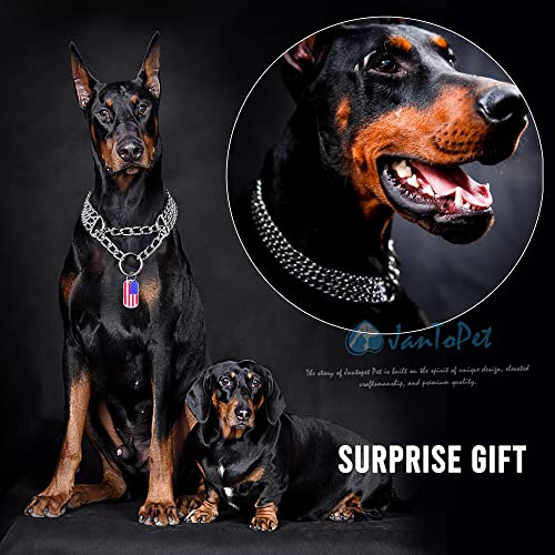 JanToPet Hundehalsband, Edelstahl, verstellbar, Gehhalsband, Metall, kubanische Glieder, Hundehalsband, kaufest, dreireihig, Kette, Hundehalsband für große, kleine, mittelgroße Hunde (3 Reihen, S)