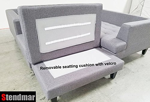 Stendmar 3pc Contemporary Grey Microfiber Fabric Sectional Sofa Chaise Ottoman S168LG - Image 9