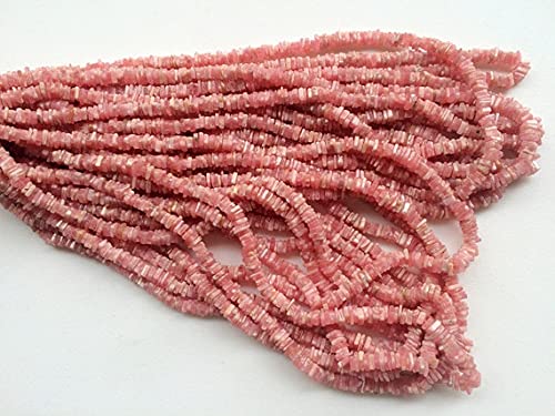 Perles rhodochrosite heishi naturelle carrée 5mm fil pierre pour création bijou