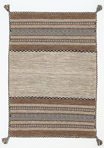 Rugeast Tapis Kelim tissé à la main - 170 x 120 cm - Artisanat indien authentique