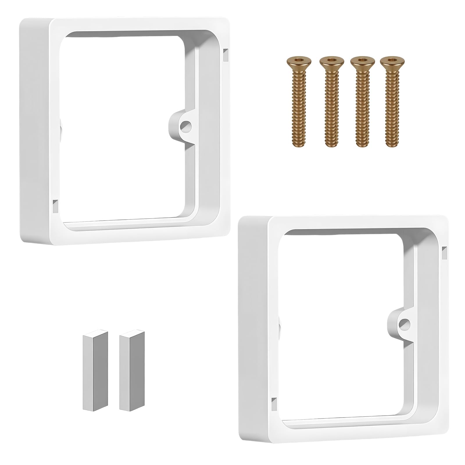 NIYATA 2Pcs 20mm Single Socket Spacer, 86mm Flush Mount Wall Box Extender with 4 Screws & 2 Auxiliary Nails, for Electrical Installations & DIY Renovation Projects, White