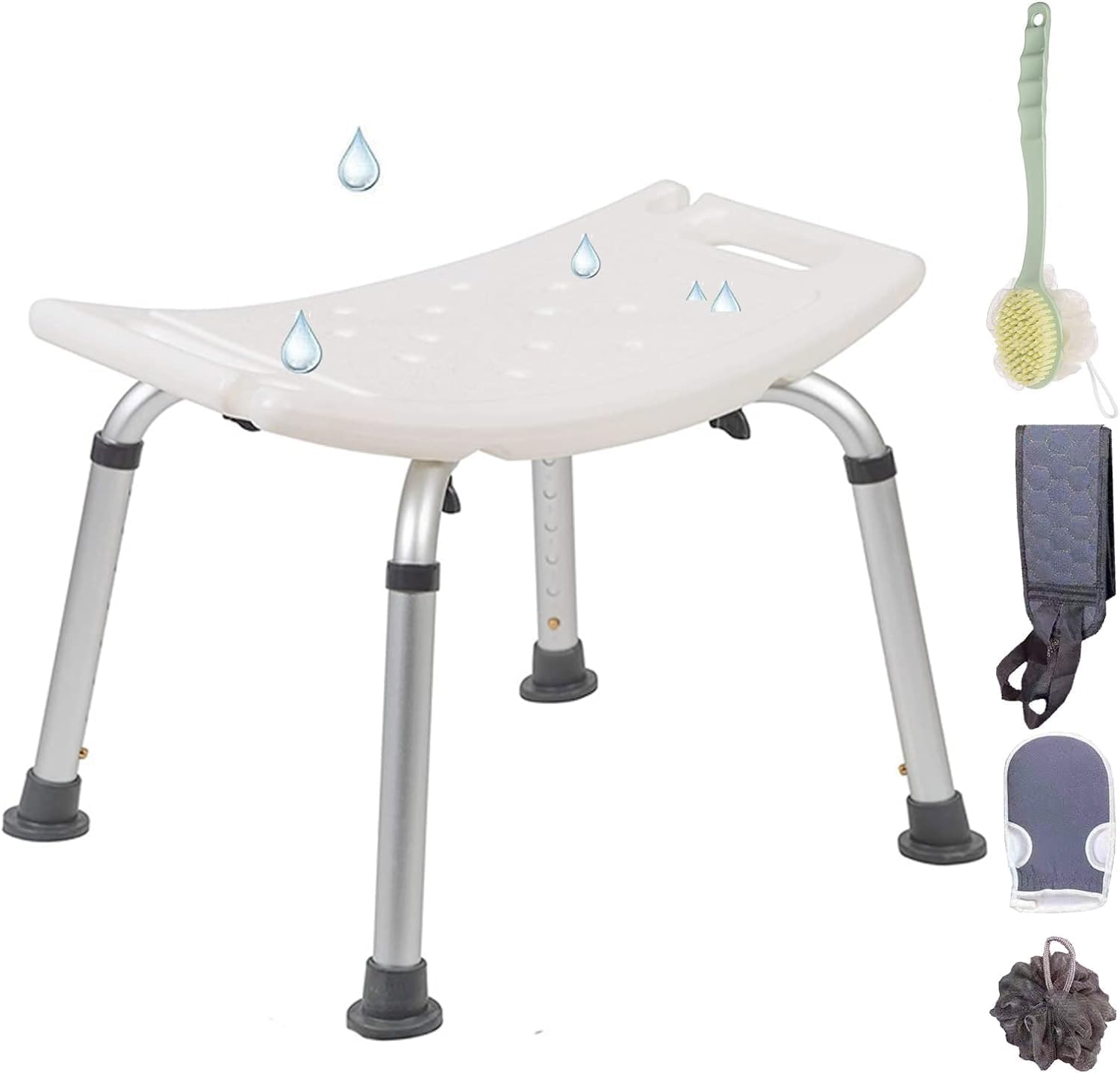 Shower Chair, Tool-Free Shower Chair for Seniors, 7 Adjustable Heights ...