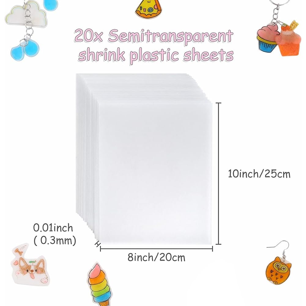 Yominerr 20 Adet Zımparalanmış Shrink Plastik Levha, Shrink Film