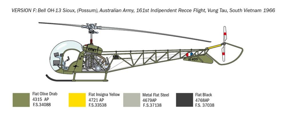 Italeri 2820S - 1:48 OH-13 Scout Hélicoptère Corée Guerre, modélisme, kit, modélisme, Bricolage, Loisirs, Collage, kit de Construction en Plastique, détails détaillés.