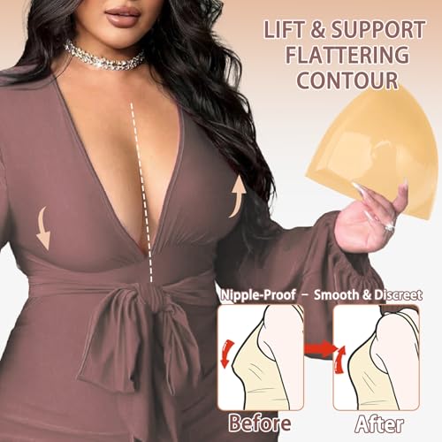 Image of Double-Sided Sticky Bra Lift Inserts | Lightly Padded Push-Up Adhesive Bra for Large Bust | Reusable & Invisible Insert Pads