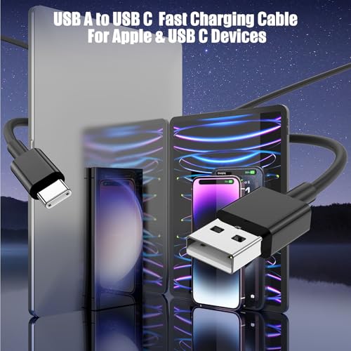 Image of 3-Pack Black [3.3FT+3.3FT+6FT] USB A to USB C Cable，USB to USB C Car Carplay Cable for iPhone 16 15 Pro Plus Pro Max，for iPad Pro /Air /Mini，for Samsung S24 /S23 /S22 /S21，for MacBook Pro /Air and More