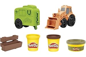 Wheels Tractor Farm Truck Toy Construction Set with Horse Trailer Mold and Non-Toxic Play-Doh