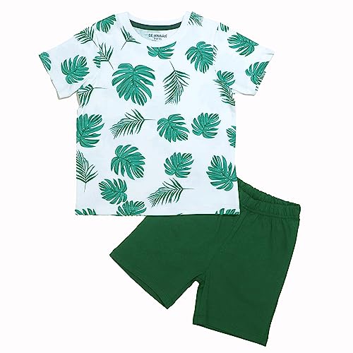 Image of Be Awara Kids Printed Half Sleeves T-shirt & Shorts Clothing Sets, 100% Cotton Soft Unisex Cord Set, Comfortable Wear for Kids With Cool Prints, Everyday Casual Wear for Boys & Girls