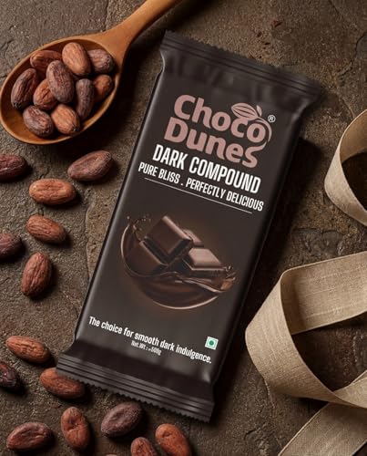 Image of Dark Chocolate Compound Slab - 500g [Rich Dark Chocolate Bar | Choco Slab for Baking, Frosting, Chocolate Making, Ice Creams, Desserts | Choco Slab for Cake Decoration]
