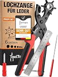 Lochzange für Leder [KOMPLETTSET], Locheisen | Lochstanzer als Leder Werkzeug, Papier, Gürtel Locher, oder Lochstanze für Stoff, Biothane, Kunstleder etc. Hole Puncher mit Komforthebel