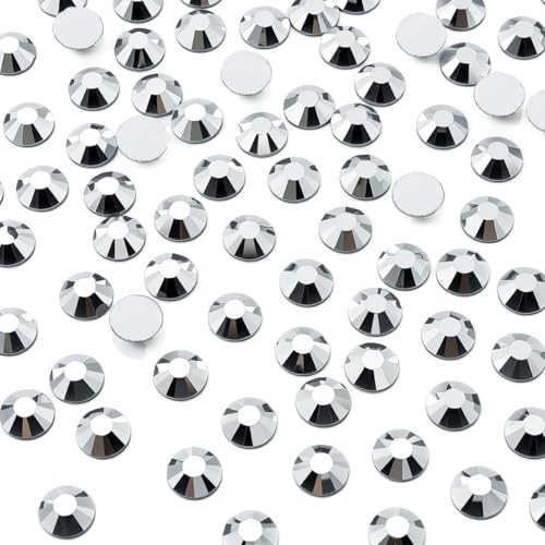 qiipii 400pcs SS30 Metallic Silver Nail Rhinestones Bulk 6mm Nail Art Round Crystals K9 Glass Flatback Bedazzle Gems Beads Stones Diamonds Jewels Gluefix for Nail Charms Eyes Face Makeup DIY Crafts