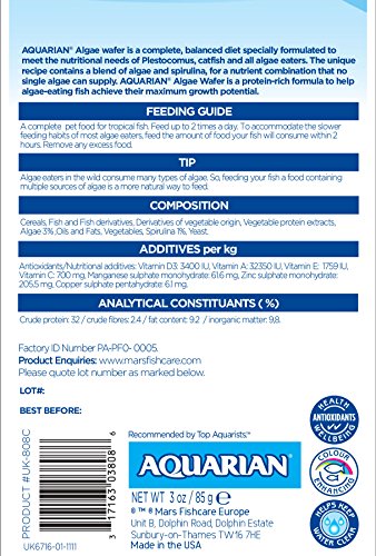 Aquarian Algae Eater Sinking Algae Chips, 3 Ounce #TOP1