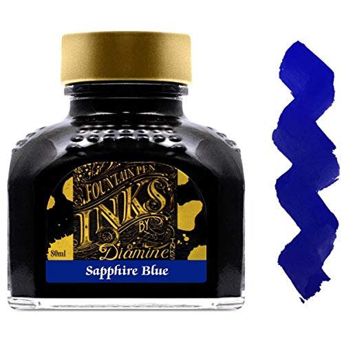 Encre pour stylo-plume Diamine Sapphire au bureau pour rédiger vos carnets et correspondances