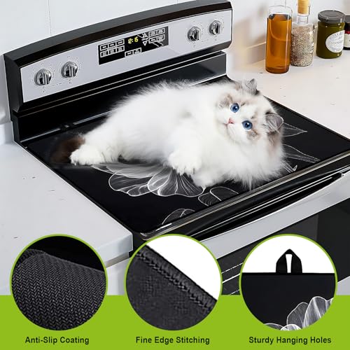 Image of BVBOX Stove Top Cover for Electric Stove, 28 inch x 20 inch Glass Cooktop Protector Mat with Hanging Loops, Anti-Scratch Non-Slip Dish Drying Mat, Washable Countertop Pad