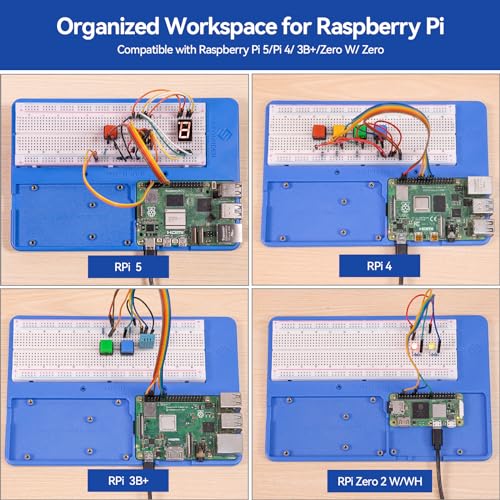 SunFounder RAB Holder Breadboard Kit for Raspberry Pi Compatible with Arduino Uno R4 Minima/WiFi/Uno R3/Mega R3, Raspberry Pi 5 4B 3B+ 3B 2 Model B and 400 830 Points Breadboard - Thumbnail 6