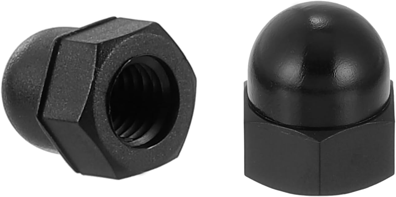 sourcing map M10x1.5 Acorn Cap Nuts, 20Pcs Nylon Dome Cap Head Acorn Nut Hardware Nuts for Bolt Cover, Black