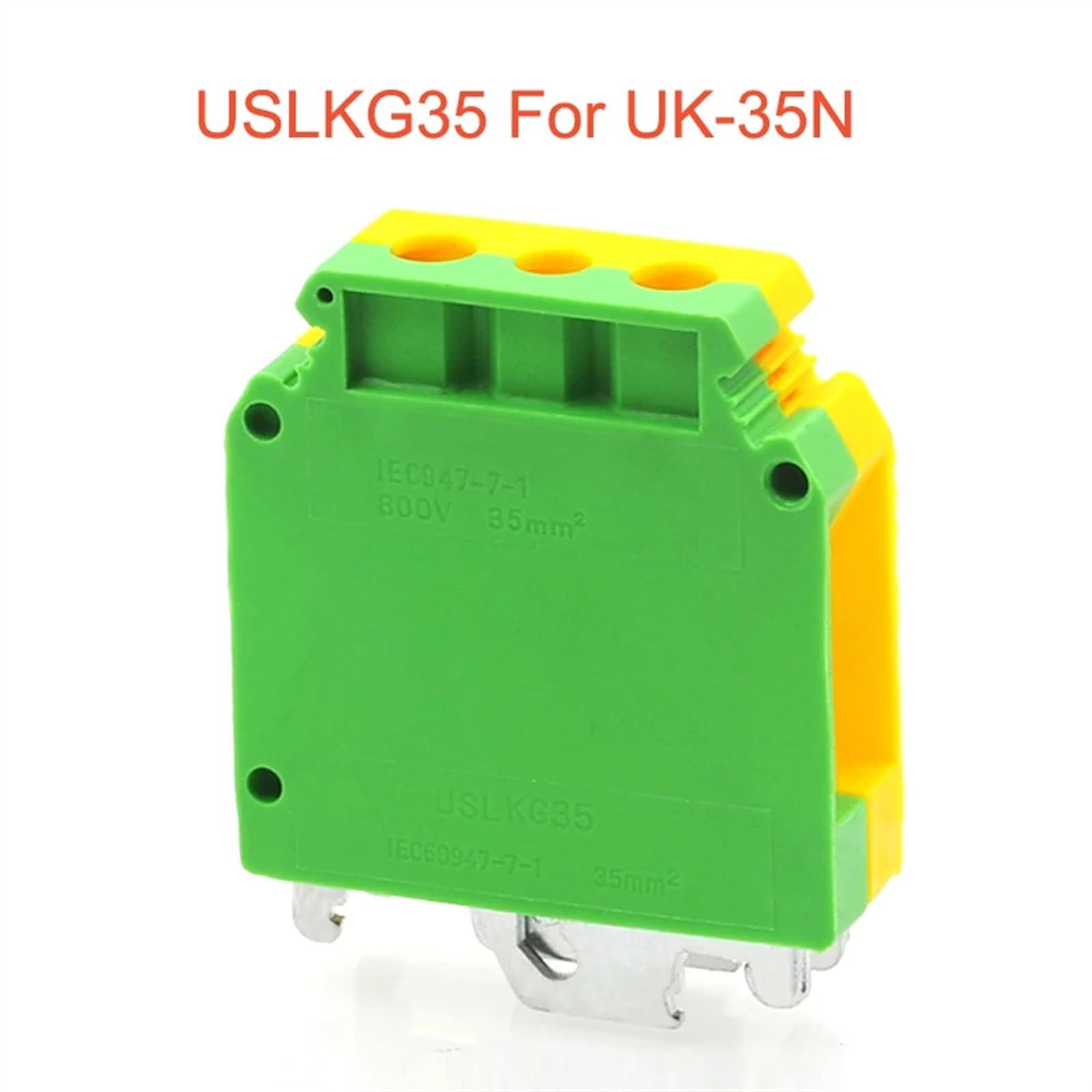 1 Pz USLKG35 Morsettiera di terra Vite su guida DIN UK-35B UK-35N Giallo Verde Connettore di terra 35mm2 (Color : USLKG35 for UK-35N)
