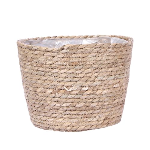 VANZACK Pot De Fleurs Tressé en Paille Décoratif pour Intérieur, Panier De Fleurs Naturel Et Polyvalent pour Décoration De Maison, Bureau Ou Chambre