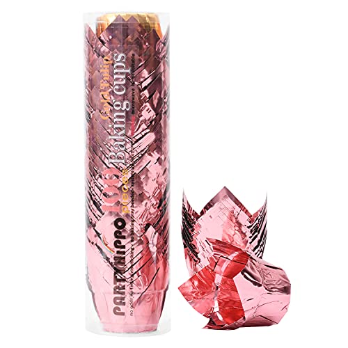 Party Hippo Gold Tulip Cupcake Liners Baking Paper Cups Holders Greaseproof Muffin Cases Wrappers For Wedding Birthday Party Baby Shower (Rose Gold) #TOP24