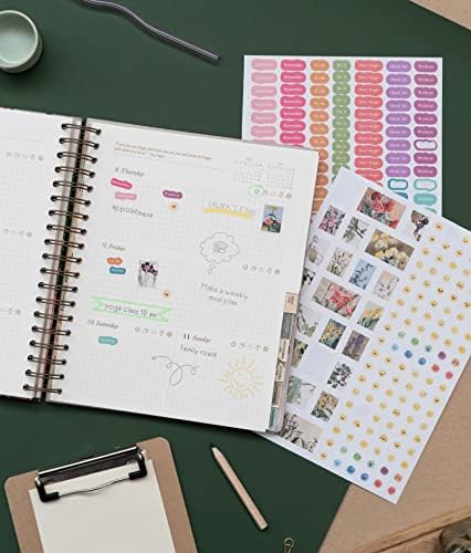 Kokonote Hannah Borger Flowers Diary 2023 | Big Size 8.3 x 9.8 inch - 21 x 25 cm | Academic Diary Week To View | With Stickers | Cute Stationery | 2023 Diary
