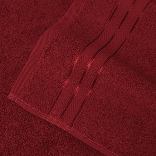 Image of Elegant Comfort Three Line Popcorn Extra Large Luxury Bath Towel - 40 inch x 80 inch inch, Premium Hotel Spa Quality 1 Piece Oversized Bath Sheet 100% Turkish Cotton Super Soft Highly Absorbent, Burgundy