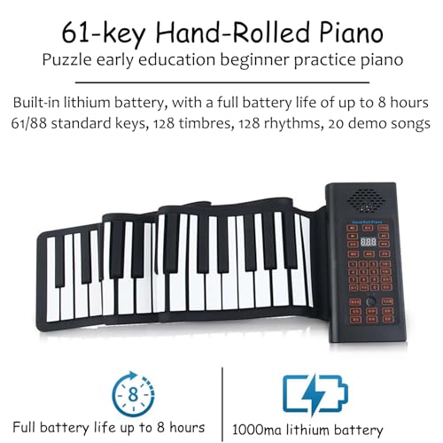 Piano Numérique Portatif, Affichage Numérique LED, 128 Types De Voix, Clavier De Piano De Musique Numérique électronique Pliable Et Flexible, Peut être Connecté à des Pédales Et des Haut-parleurs - Les Beatles, Paul McCartney, John Lennon, RIngo Starr, George Harrison Piano Numérique Portatif, Affichage Numérique LED, 128 Types De Voix, Clavier De Piano De Musique Numérique électronique Pliable Et Flexible, Peut être Connecté à des Pédales Et des Haut-parleurs – Image 4