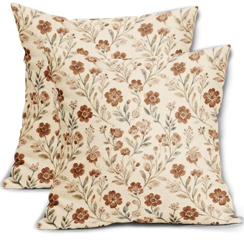 Sivirary - Housse coussin 22x22" motif floral vintage, lot de 2