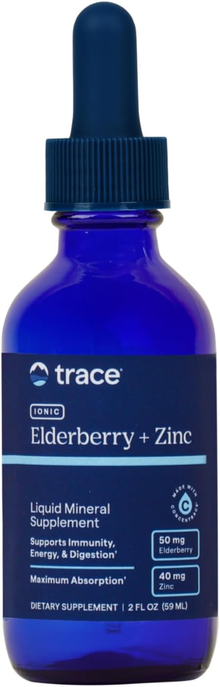 Trace Minerals Elderberry Plus Ionic Zinc - Gut Health Support Supplement with Elderberry & Zinc - Liquid Supplement to Support Immune Health & Energy - Aid Healthy Digestion - 2 fl oz (39 Servings)