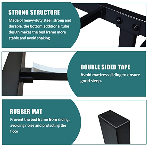 Yitong Angel Twin Bed Frame, 14 Inch High 3500 Lbs Heavy Duty Metal Platform, Mattress Foundation With Steel Slat Support/No Box Spring Needed/Noise Free/Non-Slip/Easy Assembly #TOP4