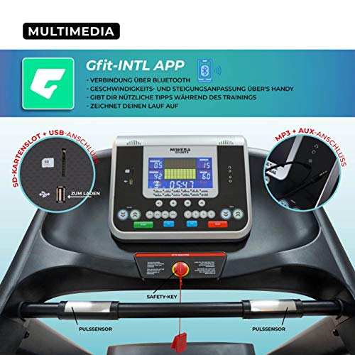 Miweba Sports elektrisches Laufband HT5000 | 7 PS - 18 Km/h - Incline bis 15% - Traglast 150 Kg - App - Klappbar - Große… – Bild 5