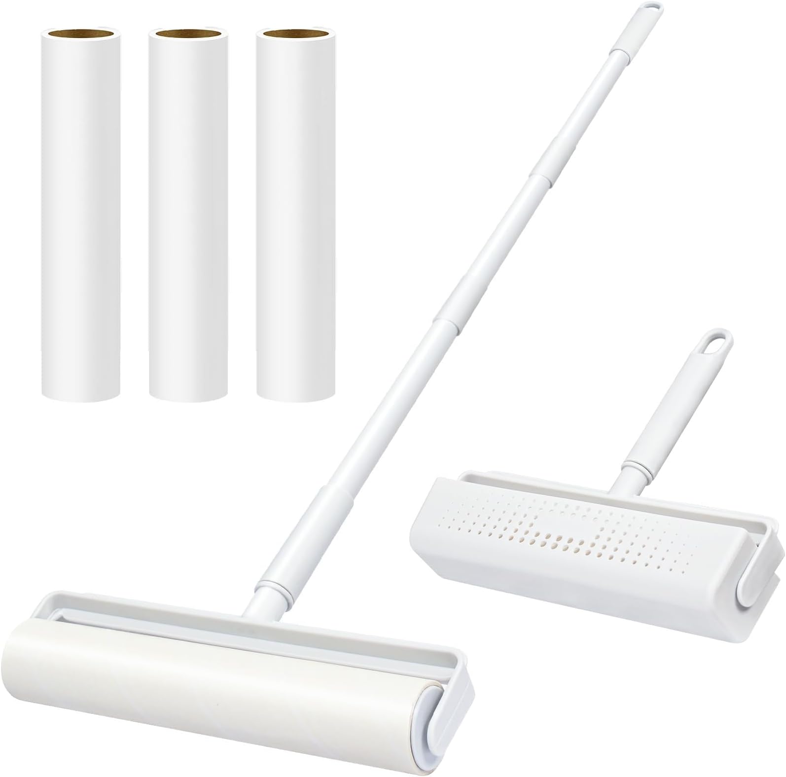 Long Handle Lint Roller for Pet Hair Remover, Extra Sticky 150 Sheets Refills, 4 Pack Lint Rollers for Clothes, Furniture, and Car Interior Cleaning